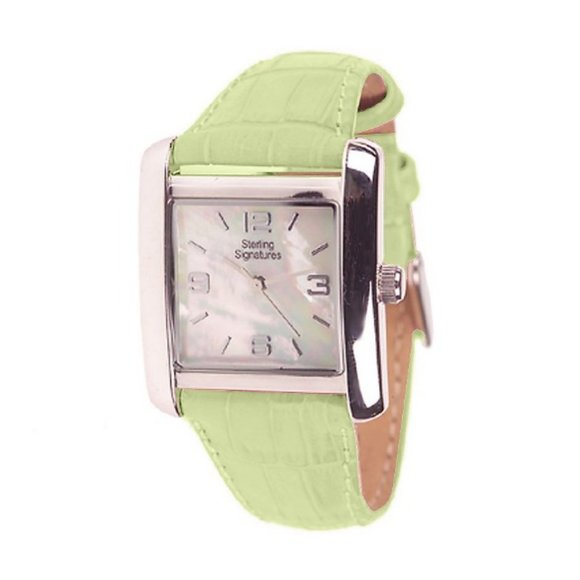 QVC Joseph Esposito Sterling Silver Leather Strap Watch  0042